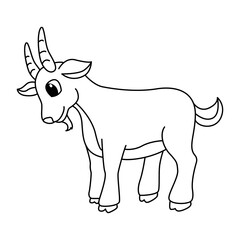 Fototapeta na wymiar Cute goat cartoon coloring page illustration vector. For kids coloring book.