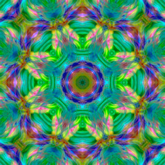 Abstract floral pattern. green and blue background. Template for textile, carpet, shawl.