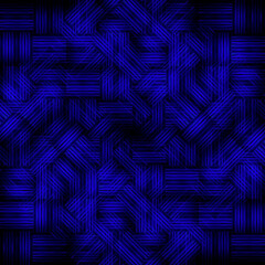 Abstract background for design. Glowing blue geometric shapes on black.