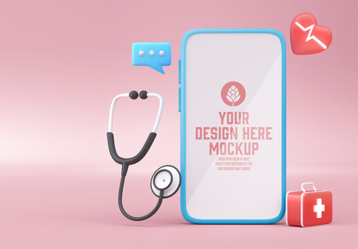 Medical 3D Concept with Mobile Mockup