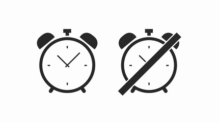 Alarm Clock Icon. Vector isolated black and white editable illustration