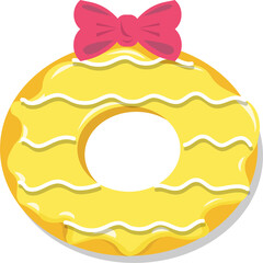 Yellow Frosting Donut With Pink Ribbon