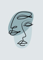 wo female faces.Women in elegant line art style concept Vector
