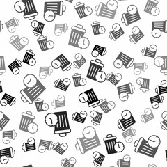 Black Waste of time icon isolated seamless pattern on white background. Trash can. Garbage bin sign. Recycle basket icon. Office trash icon. Vector