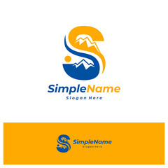 Letter S mountain Logo Design Template. Mount logo concept vector. Creative Icon Symbol