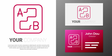 Logotype line Route location icon isolated on white background. Map pointer sign. Concept of path or road. GPS navigator. Logo design template element. Vector