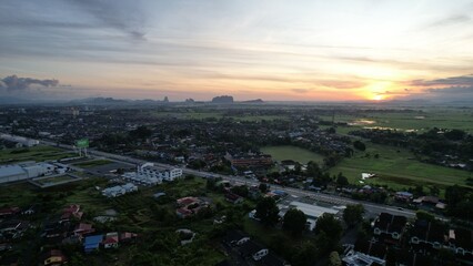 Fototapeta na wymiar Perlis, Malaysia – June 29, 2022: The Beautiful Kangar City at Sunrise