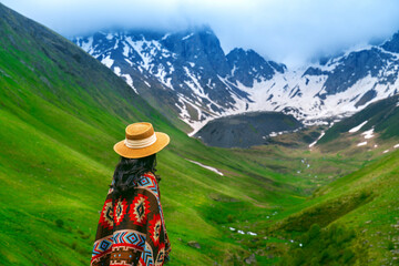 Tourist enjoy view of mountain valley landscape in Juta, Georgia country. © tawatchai1990