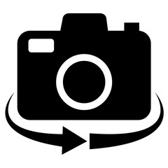 camera rotation icon on white background. rotate camera mode. flat style.