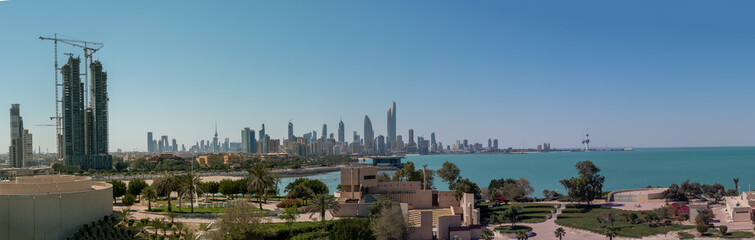 Fototapeta na wymiar A panoramic view of the Kuwait City Skyline