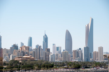 Fototapeta premium A panoramic view of the Kuwait City Skyline