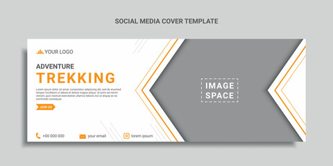 adventure trekking social media cover design or web banner