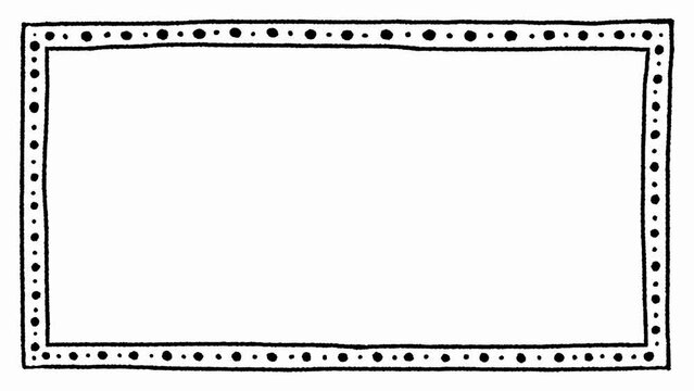 4K HD Doodle Polka Dot Dash Line Circus Light Rectangle Frame Border Hand Drawn Drawing Cartoon Dancing Line Stop Motion Minimal Loop Animation Motion Graphic Black White Green Screen Background