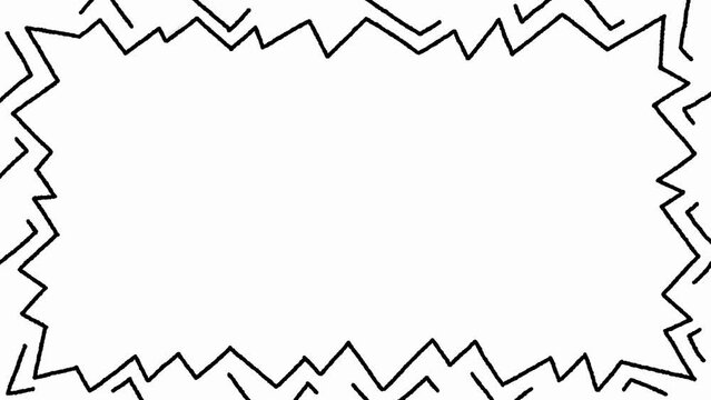 4K HD Doodle Zig Zag Explode Rectangle Frame Border Hand Drawn Drawing Cartoon Dancing Line Stop Motion Minimal Loop Animation Motion Graphic Black White Green Screen Background