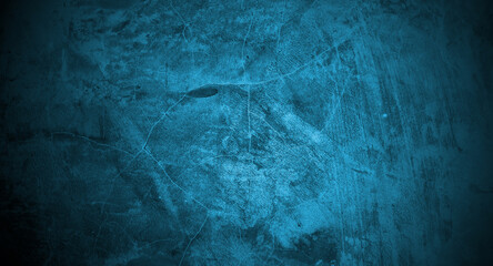 Blue concrete scary for background. Dark blue wall halloween background concept. Horror cement texture