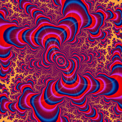 Purple fractal, red and blue background