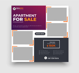 Real estate social media post template design. Editable home for selling modern social media post design 