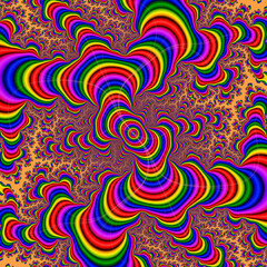 Blue red swirls abstract pattern with circles