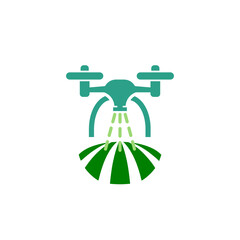 Smart farm with drone control icon isolated on white background