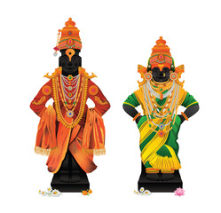 Vithal Rukmini god illustration