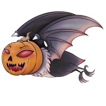 recommend clip art: Halloween Pumpkin Masked Bat Flying Sideways-Excellent for using to decorate products or places to create an interesting Halloween mood