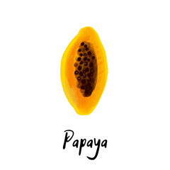 Illustration of a papaya fruit isolated on a white background