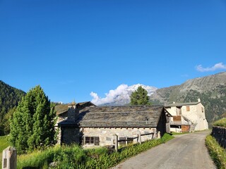 Beautiful summer landscape in Val di Campo,, Poschiavo in Canton Graubunden, Switzerland.
