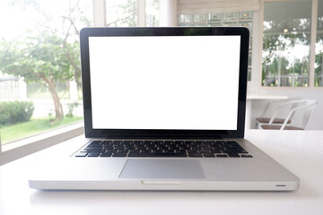 Cropped shot view of office desk table office equipment, labtop, tablet and other office supplies on the modern space, flat lay.