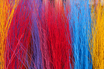 Abstract background and texture of colorful dry twigs for interior and exterior decoration