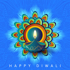 Diwali festival of lights. Happy Diwali background. Vector illustration. Celebration with candles. Indian holiday greeting card