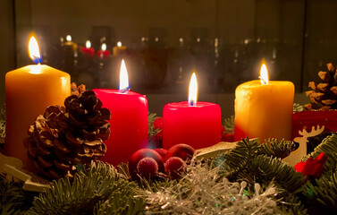 christmas candle and decorations