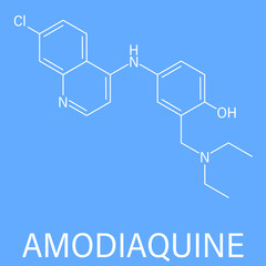 Skeletal formula of Amodiaquine anti-malarial drug molecule