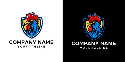 a graphic image of a chicken's head themed, on a black and white background. vector graphics base.