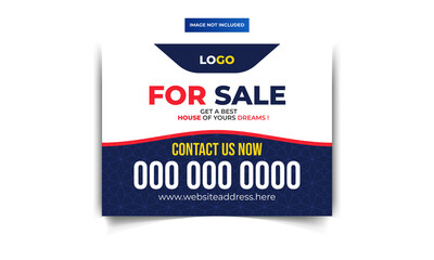 Modern yard sign or signage design template for outdoor home sale. easy to use for real estate company business