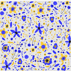 Floral pattern in yellow-blue tones