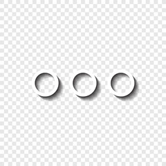 Ellipsis, three dots simple icon vector. Flat design. White with shadow on transparent grid.ai