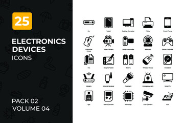 Electronics Icons Collection. Set contains such Icons as television, smartphone, computer, tablet, and more.