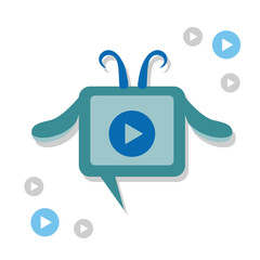 Green message icon with ears. Goat ears icon. Isolated image on a white background.