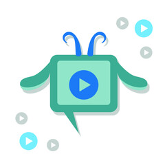 
Green message icon with ears. Goat ears icon. Isolated image on a white background.