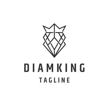 jewelry king line logo icon design template flat vector