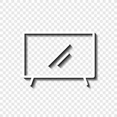 Monitor, TV icon vector. Flat design. White with shadow on transparent grid.ai