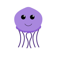 Jellyfish illustration. Smiling jellyfish mascot.