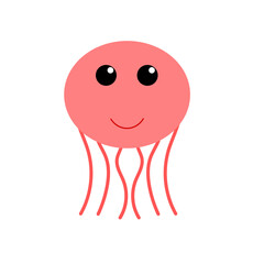 Jellyfish illustration. Smiling jellyfish mascot.