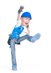 builder cartoon is dancing