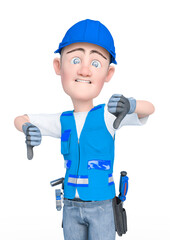 builder cartoon is disapproving the job