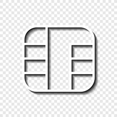 Sim card icon vector.Flat design. White with shadow on transparent grid.ai