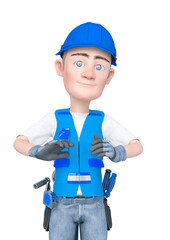 builder cartoon will start to clap