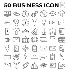 Business line icon set. Outline trendy flat icons. Vector illustration concept