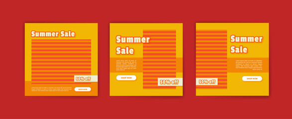 Summer sale social media post template. Vector for banners, posters and social media ads.