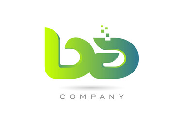 joined BA alphabet letter logo icon combination design with dots and green color. Creative template for company and business
